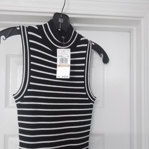 Michael Kors Black and White Striped Midi Dress - Picture 4 of 6